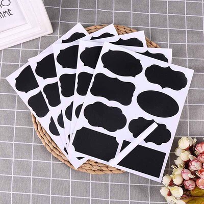 5 Sheets Waterproof Fancy Black Board Kitchen Label ers Jar