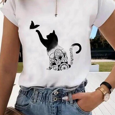 Short Sleeve Print Clothes Women Spring Summer Female Tee