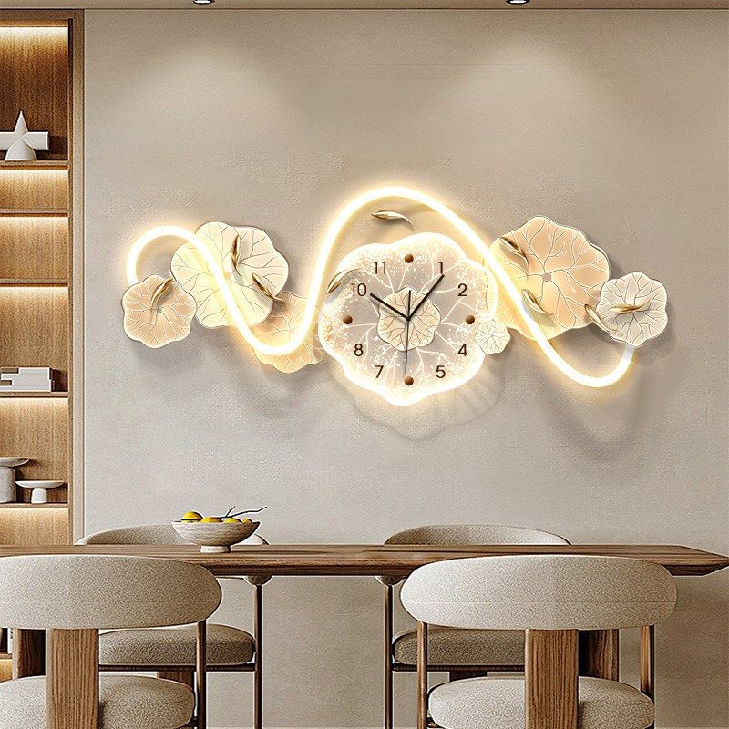 九鱼图客厅装饰画奶油风沙发背景墙钟表壁灯画高级感3d好寓意挂画,家居饰品,氛围画/灯画,淘宝优惠券,粉丝福利购,淘宝优惠卷