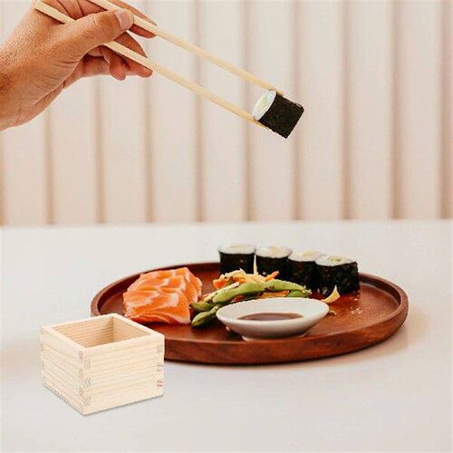 4pcs Wooden Sake Cup Japanese Tea Cups Natural Wooden Box