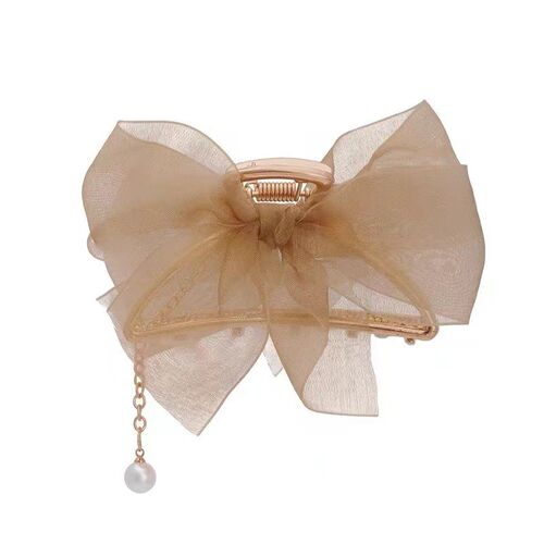 Mesh Bow Hairpin Womens Disc Hair Tassel Grab Clip Back Hea