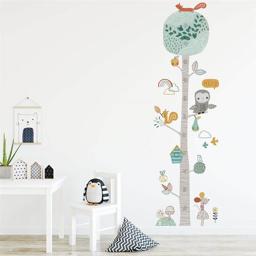 DIY Forest Animal rees Height Wall Sticker Decor Nordic Mode