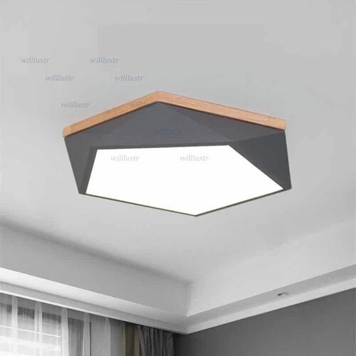 Modern Geometry Ceiling Lamp Wood Iron Diamond Bedroom Resta