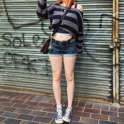 E-girl Gothic Striped Knitted Pullovers 2000s Retro Dark Aca