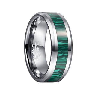 Tungsten Carbide Ring Inlaid Artificial Stone Dark Green Str