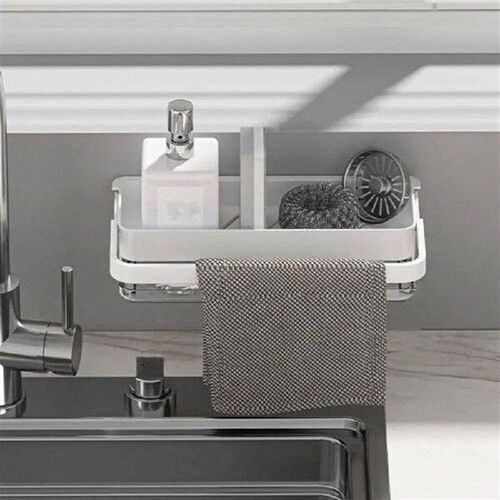 Plastic Sink Shelf Wall Mounted White Shower Storage Rack