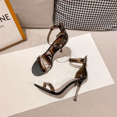 Black High Heels with Open Toe High Heel Sandals New Transpa