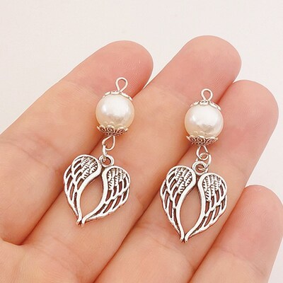 10pcs 43*17mm Fashion Acrylic Pearl Angel Wings Charms Penda