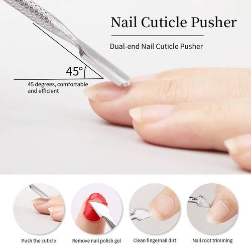 1pcs Double-ended Stainless Steel Cuticle Pusher Dead Skin P