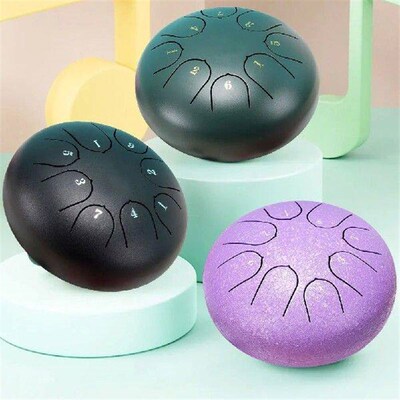 6 Inch 8 Notes Steel Tongue Drum with Drum Mallets Stickers