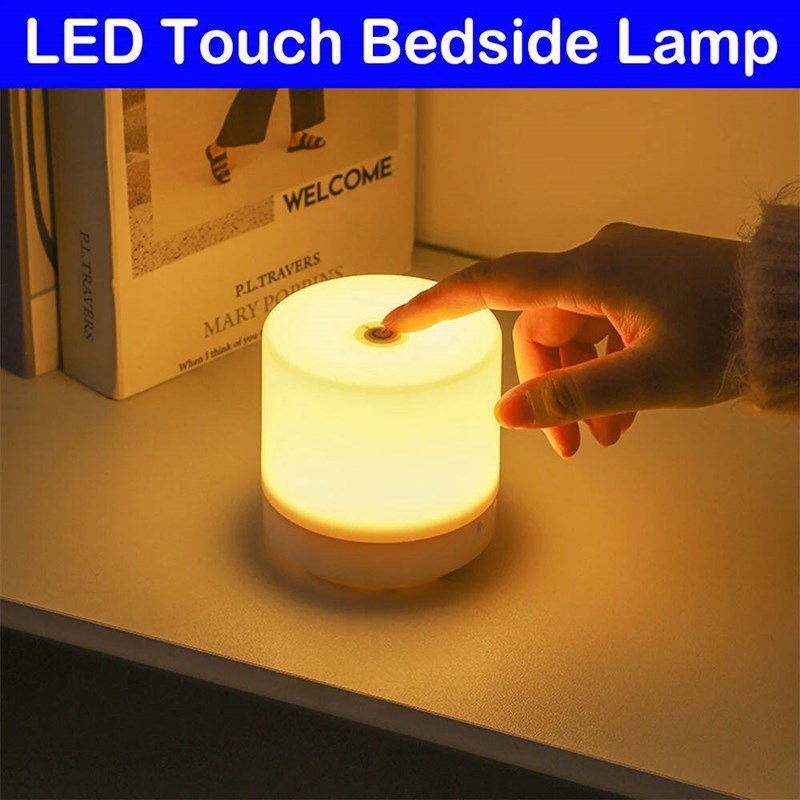Touch USB Bedside Lamp 3 Modes Dimmable Eye Protection Porta图片