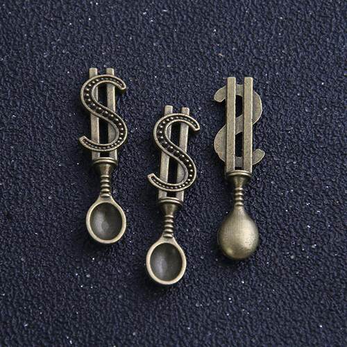 10pc 9*37mm two color currency Spoon Charms DIY Retro Jewelr