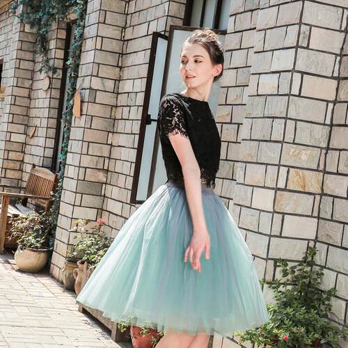5 Layers 60cm Princess Midi Tulle Skirt Pleated Dance Tutu S