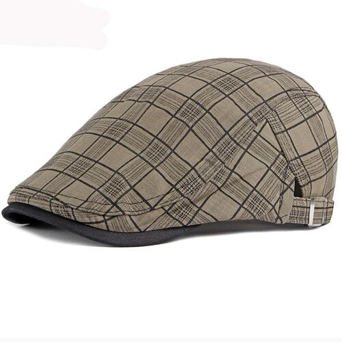 HT3013 Beret Men Women Spring Summer Hat Vintage Plaid Ivy N
