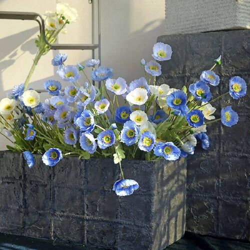 Artificial Flowers Poppy Silk Flowers Long Stem Housewarming