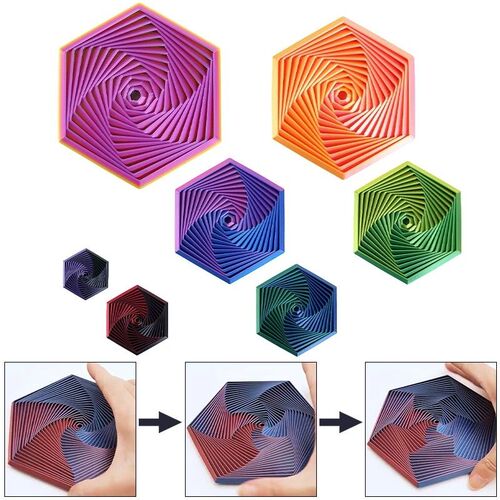 3D Printed Toys 3D Spiral Cone Rotating Pyramid Fidget Toy S