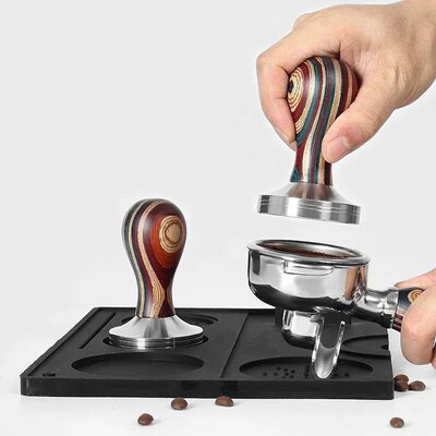 51/53/58mm Coffee Tamper Color Wood Round Handle Stainless S