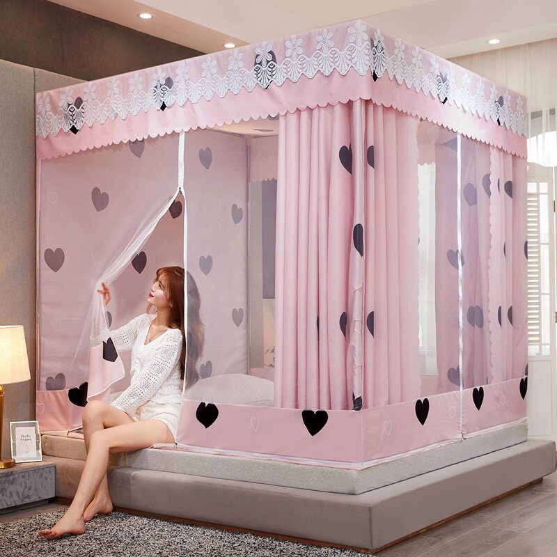 层拉链蚊帐床帘一体式遮光1.5米儿童床幔1.8m床全封闭帐篷,床上用品,蚊帐,淘宝优惠券,粉丝福利购,淘宝优惠卷