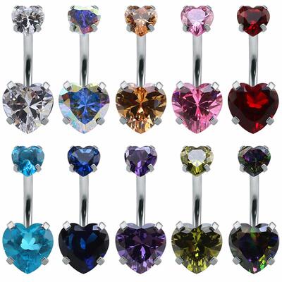 Heart Crystal Belly Button Rings Belly Bar Navel Piercing Je