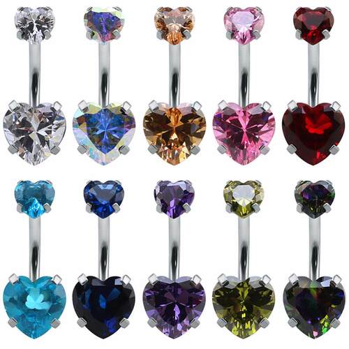 Heart Crystal Belly Button Rings Belly Bar Navel Piercing Je