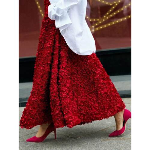 Bornladies Winter Red Fashion Long Petal Skirt Womens Desig