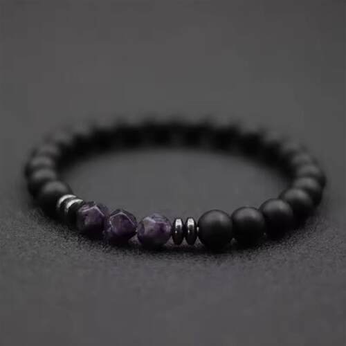 Black agate tiger eye stone blue patterned Bohemian style