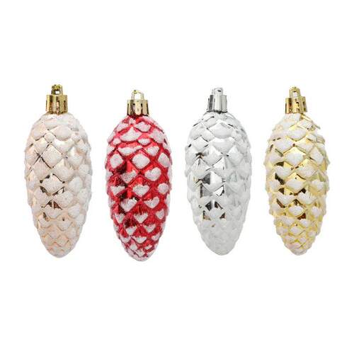 5Pcs Christmas Painted Pine Cone Balls Hanging Pendants Merr