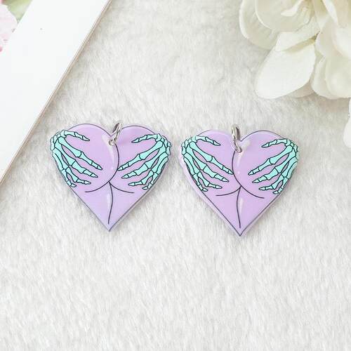 10Pcs Pastel Goth Charms Skull Rose Buttock Creepy Acrylic J