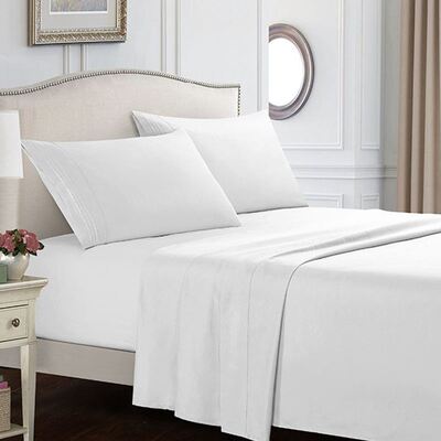 White Bed Sheet Set fitted flat bedding sets twin/king/queen