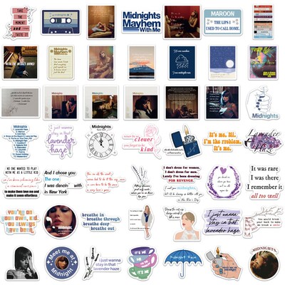 50pcs Taylor Alison Swift Midnights Stickers Decals Waterpro