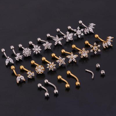 1PC 16G New Flower Stainless Steel IBall Eyebrow Piercing Cu