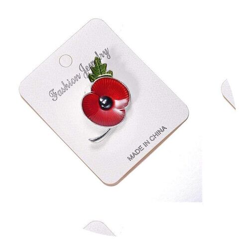 New vintage Red Enamel Poppy Flower Brooch Pin Broach for wo