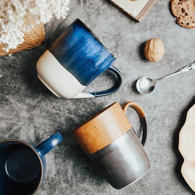 milk tea glass ceramic coffee mug cup cute cartoon spoon杯子