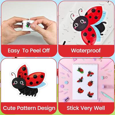 100-500pcs Ladybug Pattern Design Stickers Party Gift Wrappi