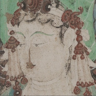 敦煌壁画彩绘159窟西壁南侧文殊普贤菩萨经变图高清微喷装裱饰画