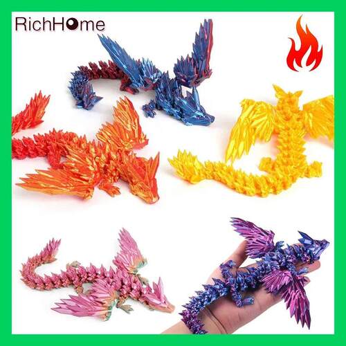 3D Printed Desk Ornament Dragon Colorful Gem Dragon Figurine
