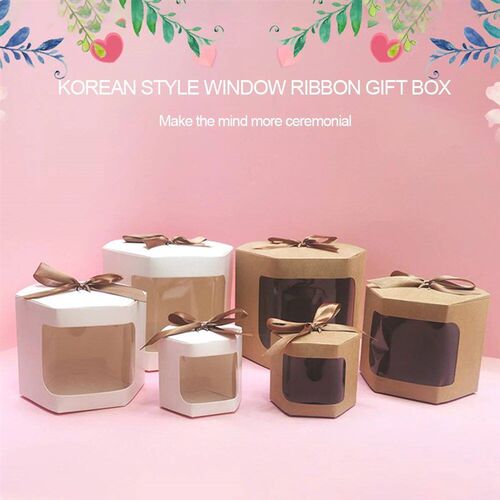 Cake Box Packaging Paper Bags Transparent Window Candy Cake
