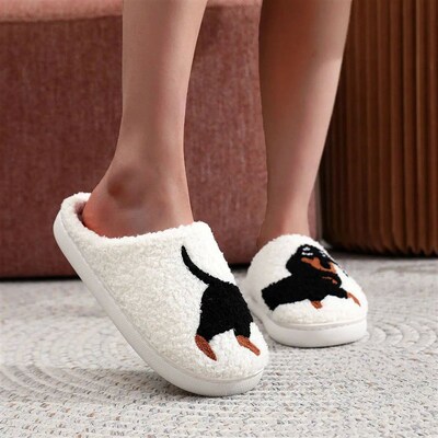 Pet Pattern Dachshund Embroidery stuffed Home Thick Sole pla