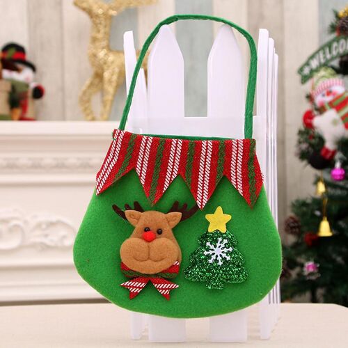 Christmas Apple Favor Bag, Plush Fabric Drawstring Pouch圣诞