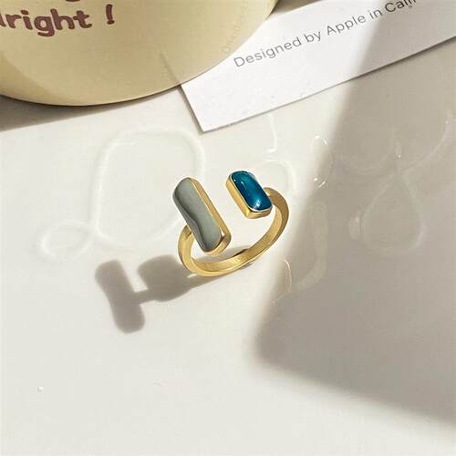 French Retro Romantic Matching Enamel Glaze Blue Color Open