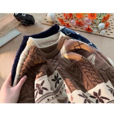 Christmas Sweater Mens Thickened Lazy Bottoming Knitted Swe