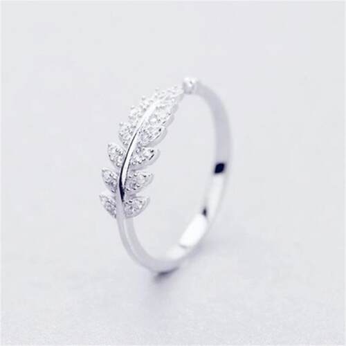 New Korean Open Leaf Rings For Women Girl Silver Color Resiz