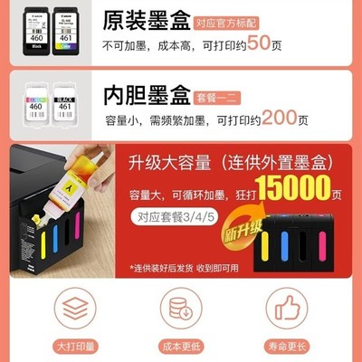 无线彩色喷墨打印机办公家用扫描复印一体机自动面打印连供加墨