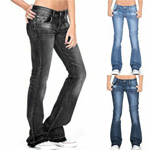Skinny Flared Jeans Womens Fashion Denim  Pants Bootcut Bel