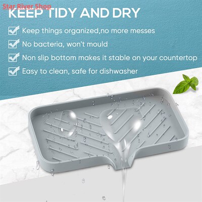 Kitchen Silicone Soap Holder Sink Tray Sponge Tray Bathroom