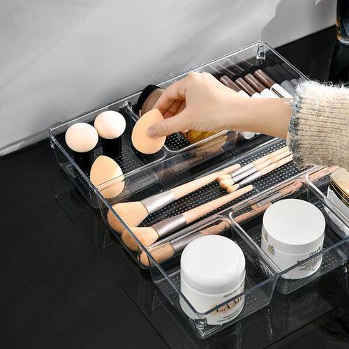 Cosmetics drawer storage partition board, expandable storage