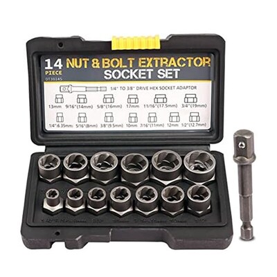 14 Piece Lug 3/8Inch Drive Impact Bolt Nut Extractor Set Ste