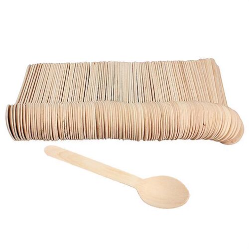 100Pcs Disposable Wooden Spoon Mini Ice Cream  Party Tablewa