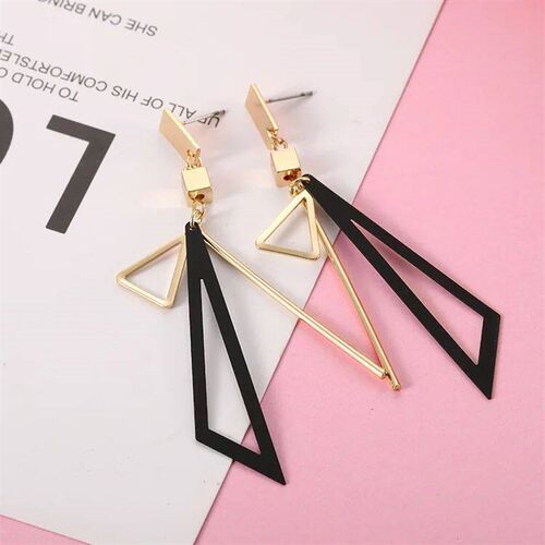 2023 Korean Long Statement Geometric Triangle Tassel Dangle