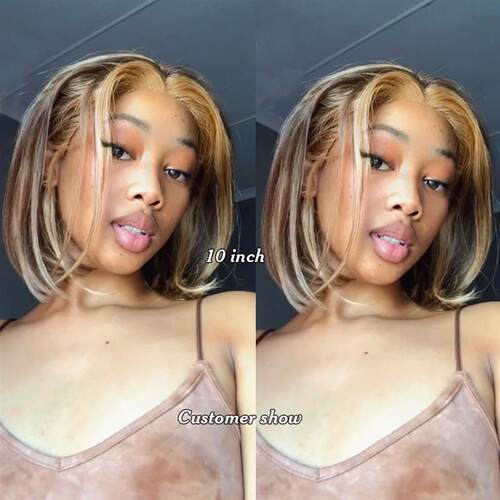 Highlight Straight Bob Wig 13X6X1 Lace Front Wigs For Women